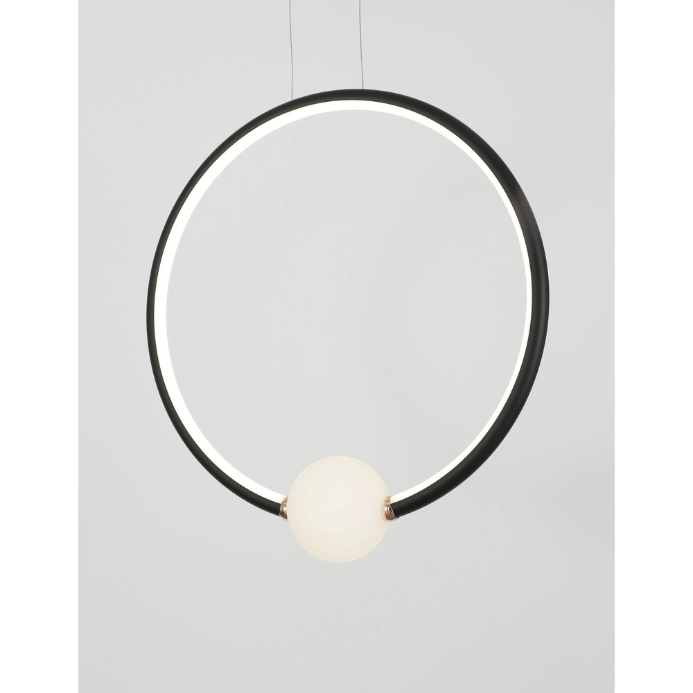 Hanglamp Celia zwart met wit rond Lyora 5212017429377