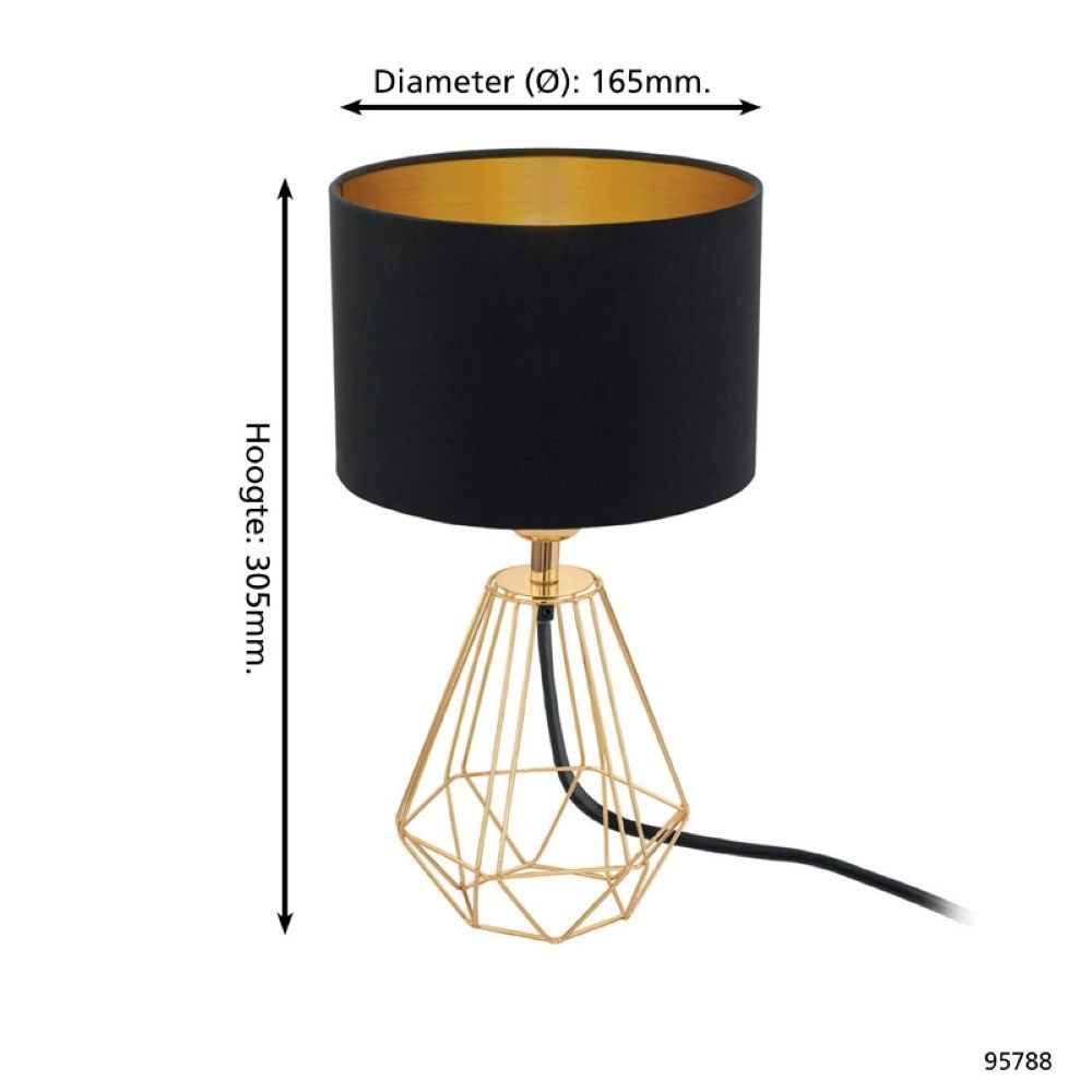 Tafellamp Carlton 2 goud met zwart Eglo 9002759957889