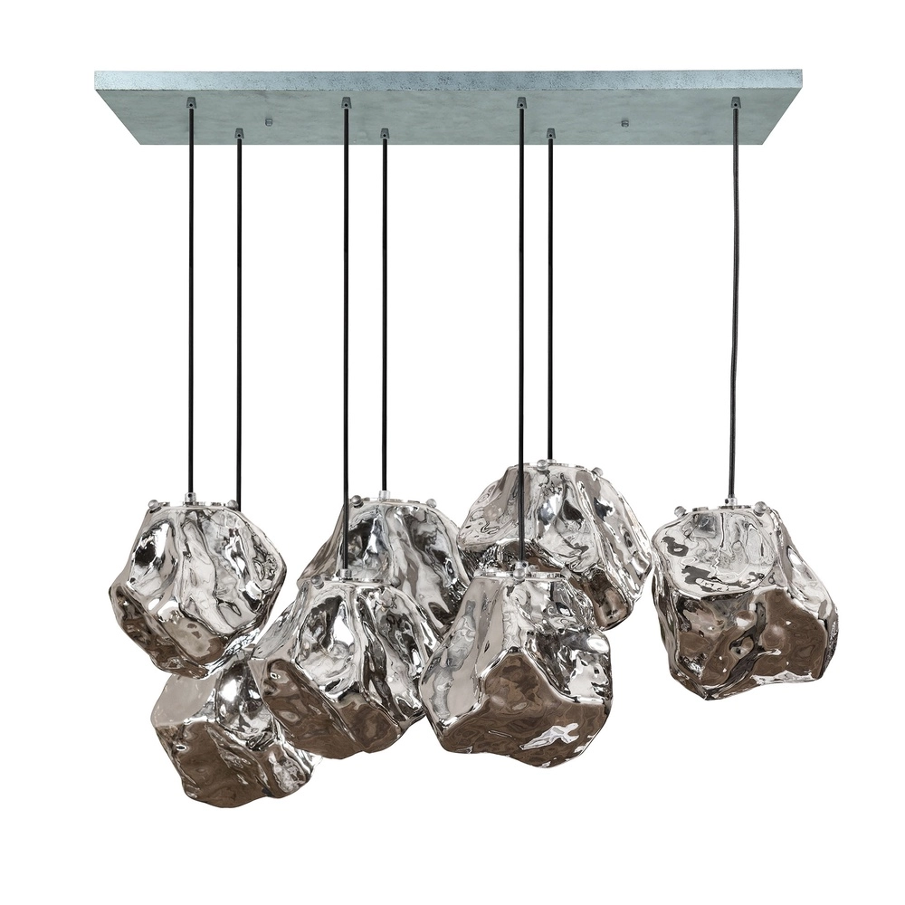 Eettafel hanglamp Rock 7-lichts - zilver glas Lyora 8716803511255