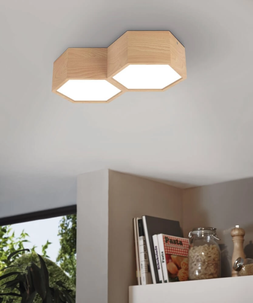 Houten plafondlamp Mirlas 2-lichts Eglo 9002759988616