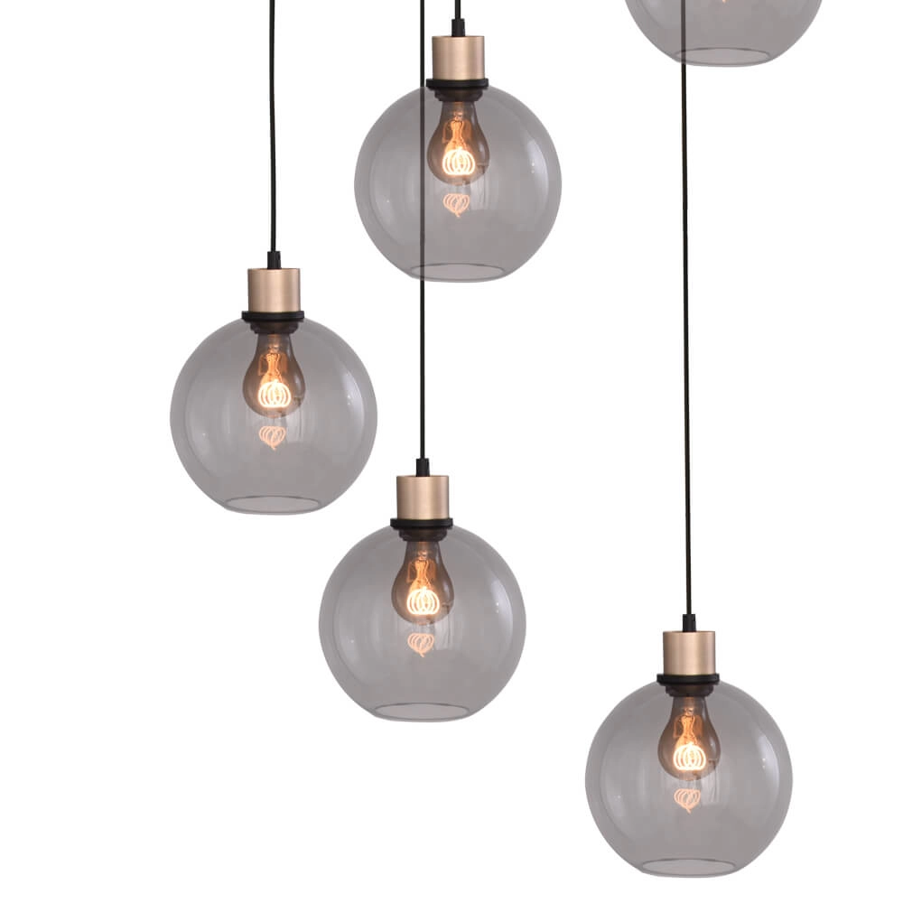Vide hanglamp Lazise 5x Ø 20cm goud Masterlight 8718121303079