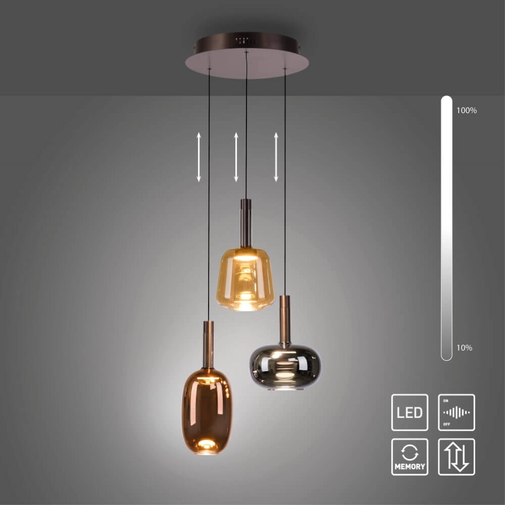 Vrolijke hanglamp Irides 3-lichts rond Paul Neuhaus 4012248385845
