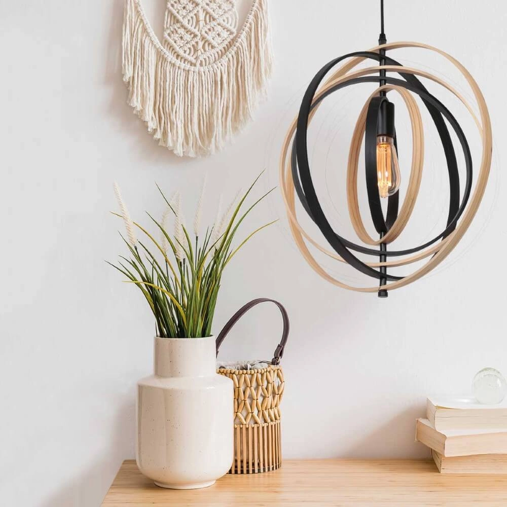 Houten hanglamp Muoversi Ø 45cm Steinhauer 8712746166309