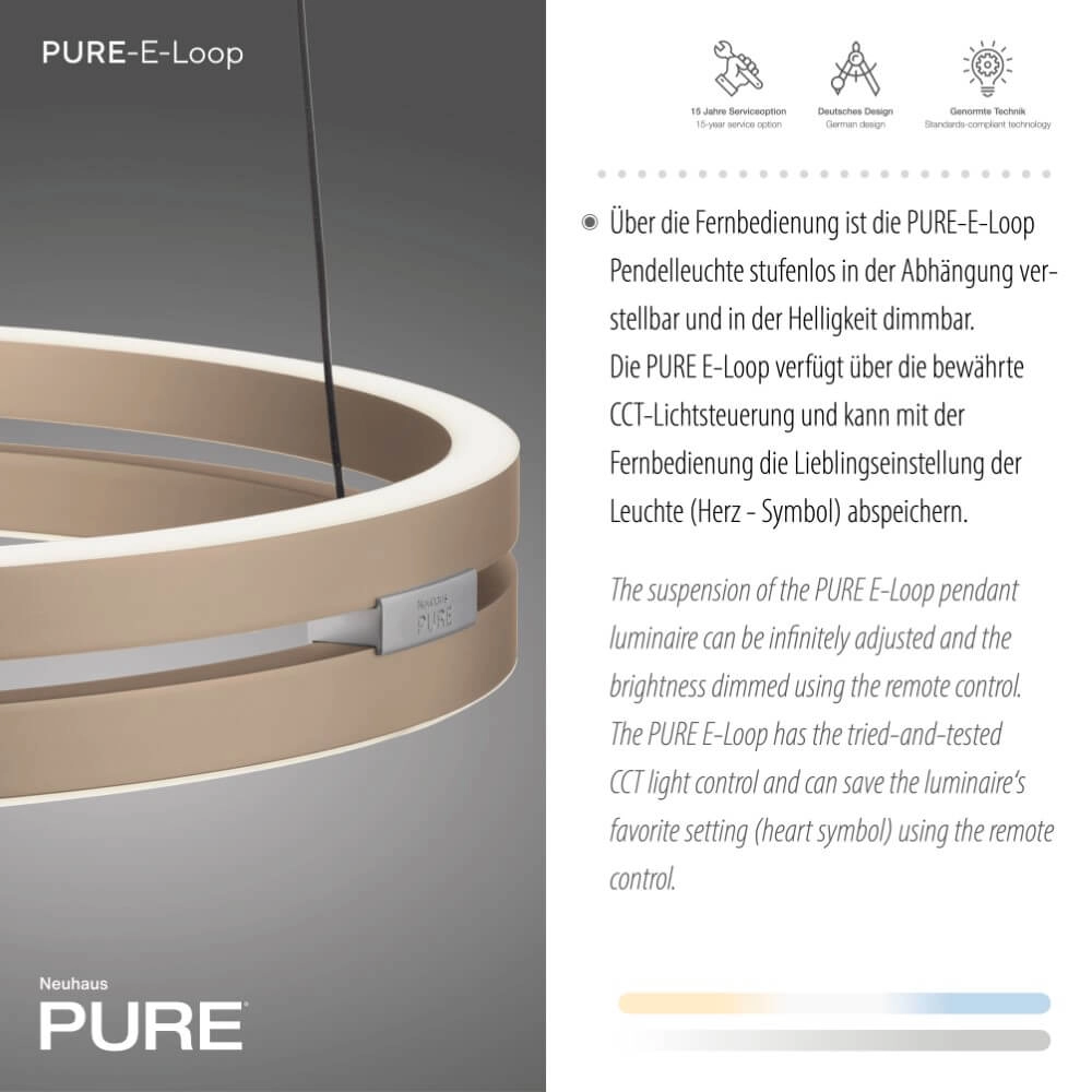 Strakke hanglamp Pure E-Loop messing Paul Neuhaus 4012248372265