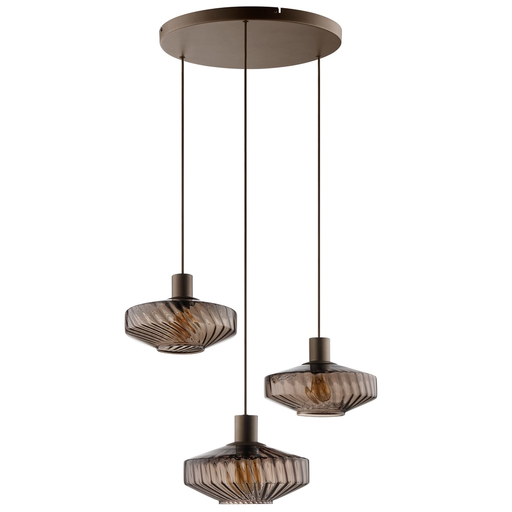Unieke hanglamp Lyn koffie bruin 3-lichts Brilliant 4004353477003