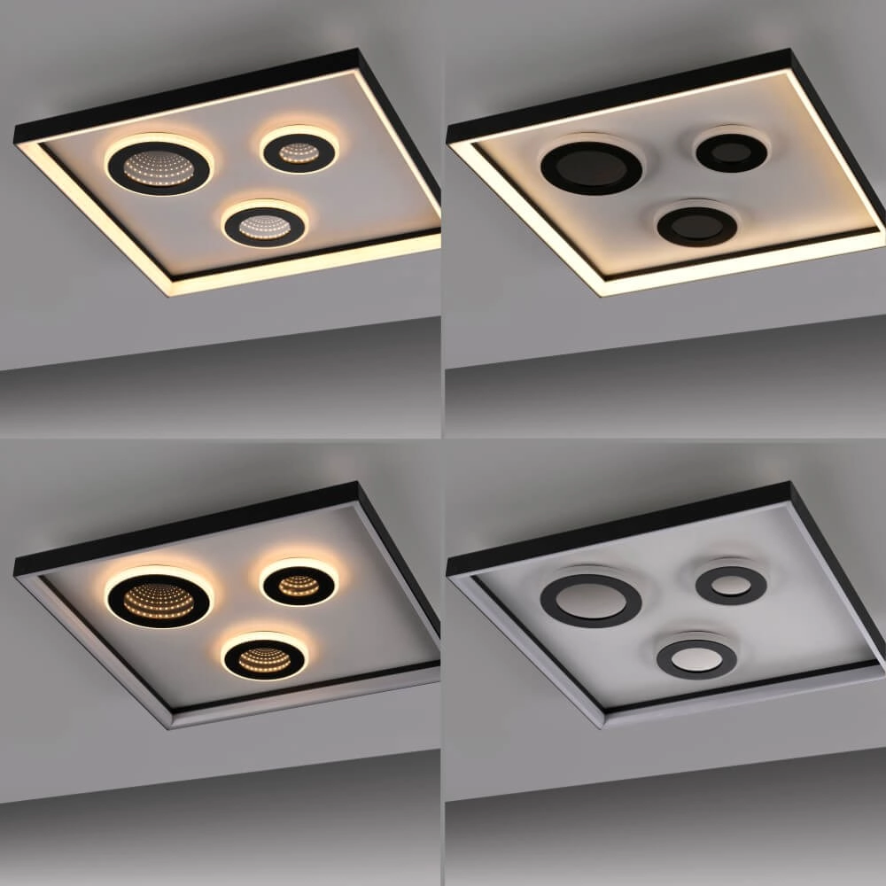 Vierkante plafondlamp Dune zwart Paul Neuhaus 4012248384916