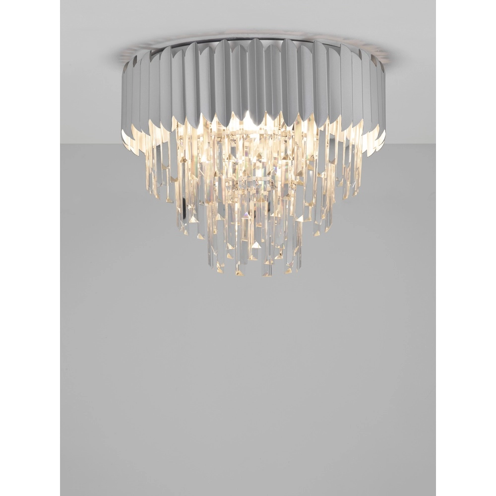 Plafondlamp Magnolia chroom en kristal Ø 50cm