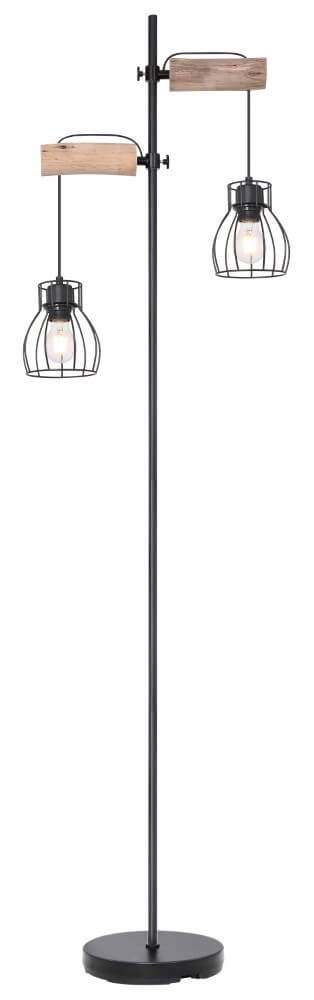 Staande lamp Mina zwart met hout Staande lamp Mina zwart met hout