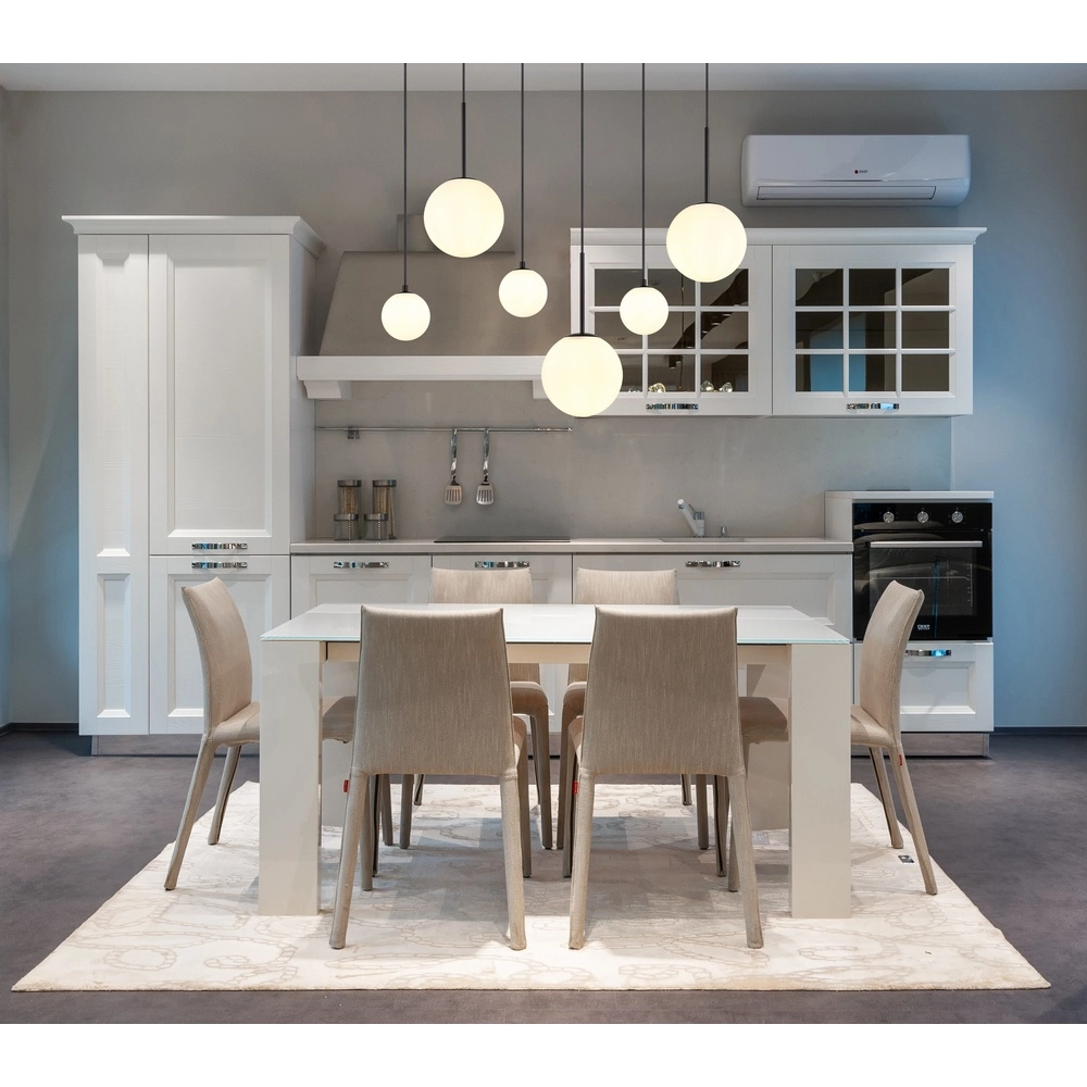 Design hanglamp Hallie 6-lichts zwart met witte bollen Globo 9007371448920