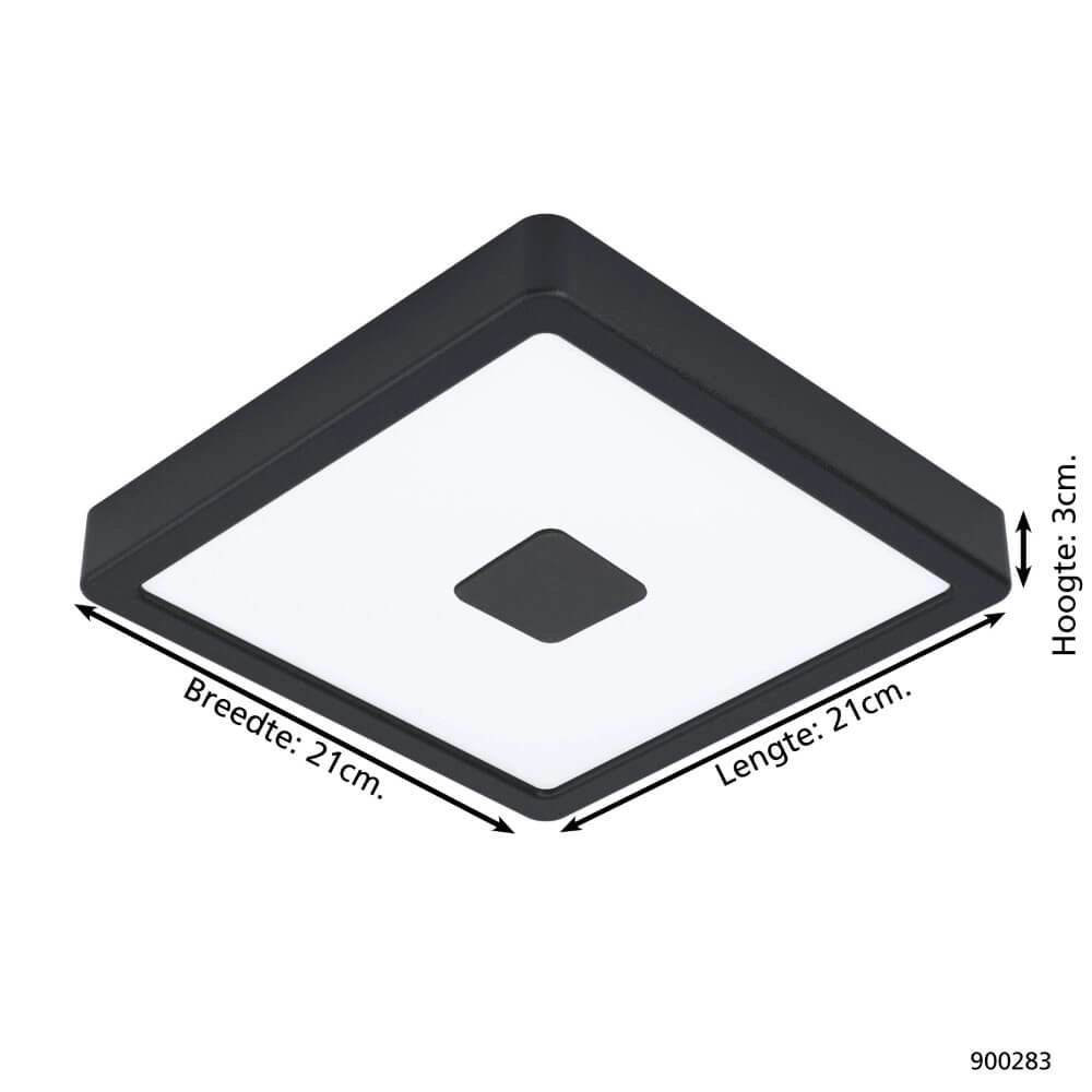 Vierkante plafondlamp Iphias 2 IP44 zwart Eglo 9008606232611