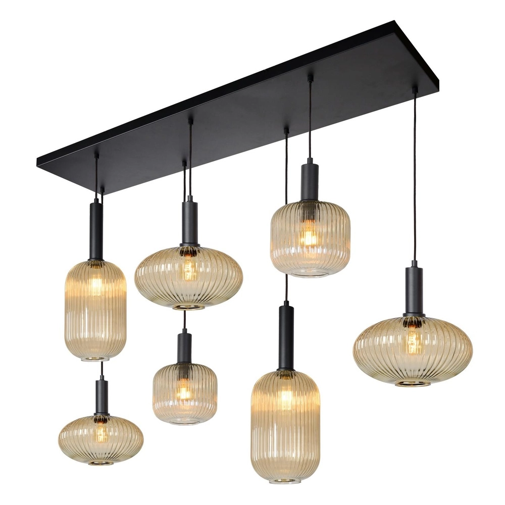 Hanglamp Maloto 7-lichts met amber glas Lucide 5411212451569