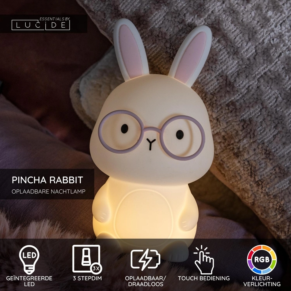 Kinderkamer nachtlampje Pincha Rabbit konijntje Lucide 5411212541376