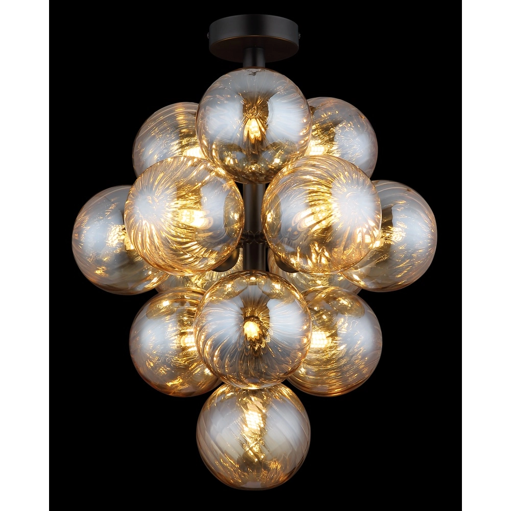 Zwarte plafondlamp Conor met amber glas Globo 9007371518173