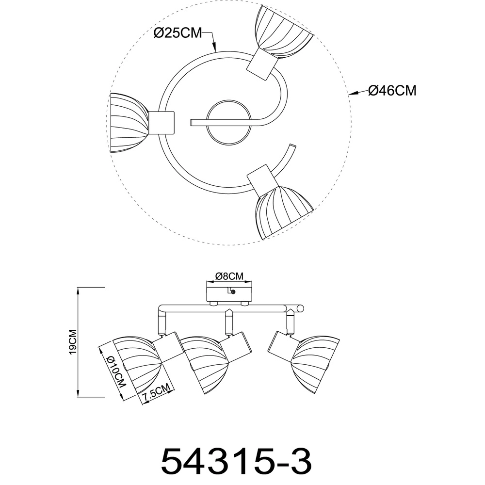 Plafondlamp 3-lichts Zachery nikkel Globo 9007371533480