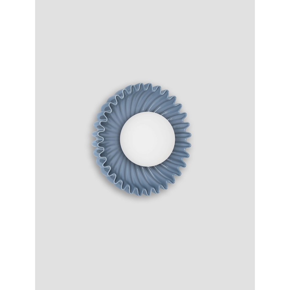 Wandlamp Petel blauw met wit glas Lyora 5212017483966