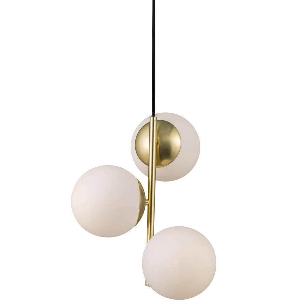 Hanglamp Lilly 3-lichts goud met witte bol Nordlux 5701581459083