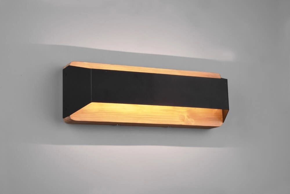 Wand lamp Arino 35cm zwart met houtbruin Trio 4017807502787
