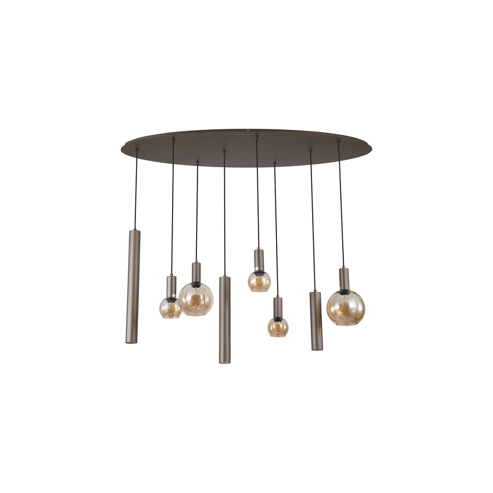 Design hanglamp Lyon amber glas Searchlight 5053423296371