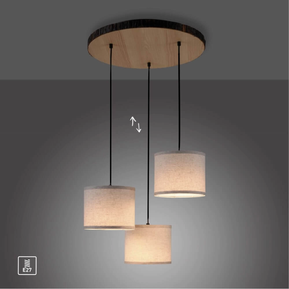 Landelijke plafondlamp Bark hout Just Light 4043689975937
