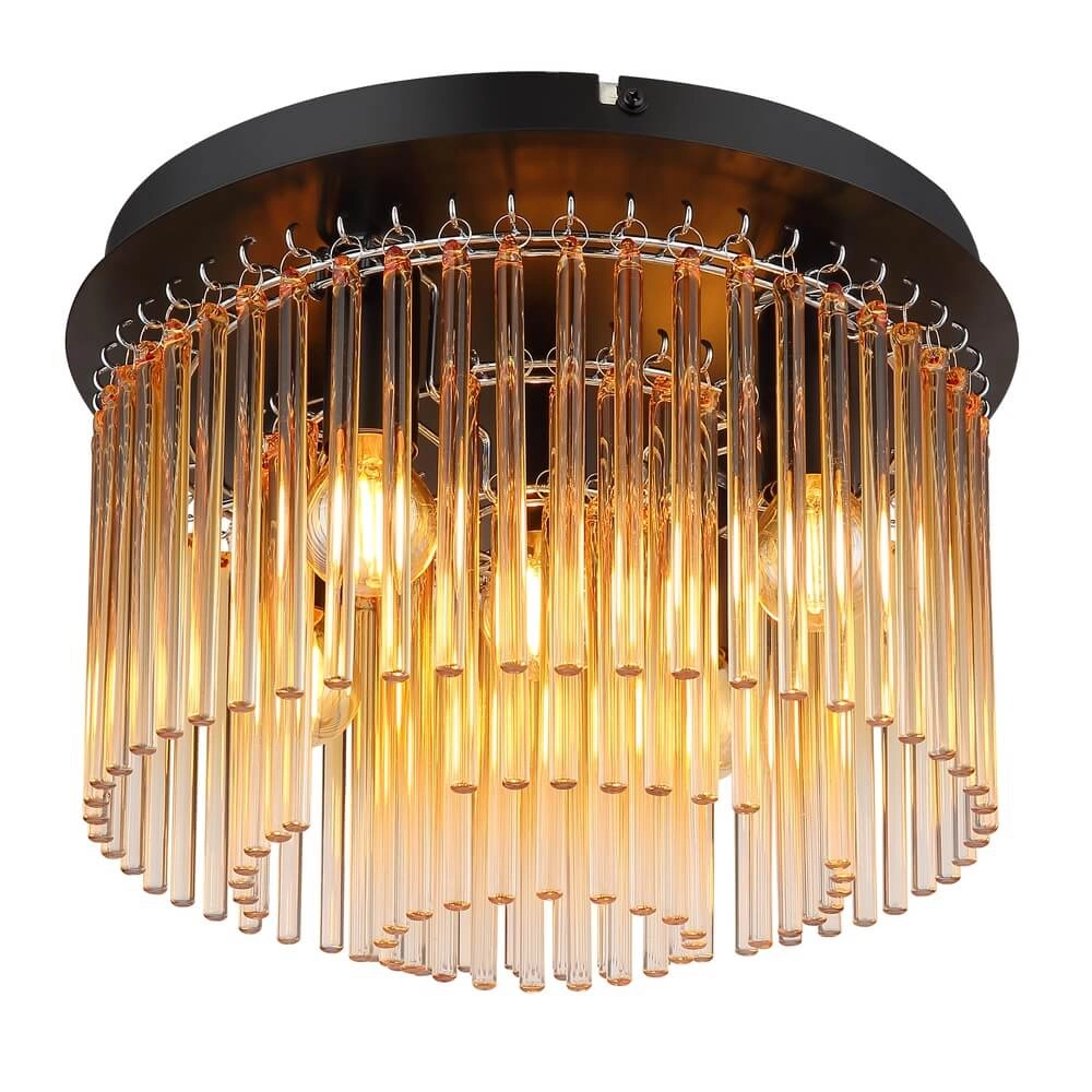 Zwarte plafondlamp Gorley met glas Ø 32cm