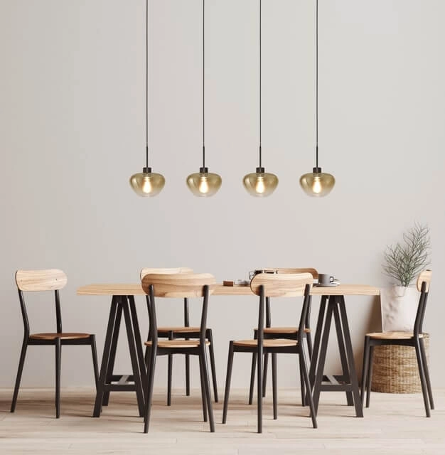 4-lichts hanglamp Genua zwart met goud glas Ø 24cm Masterlight 8718121356969