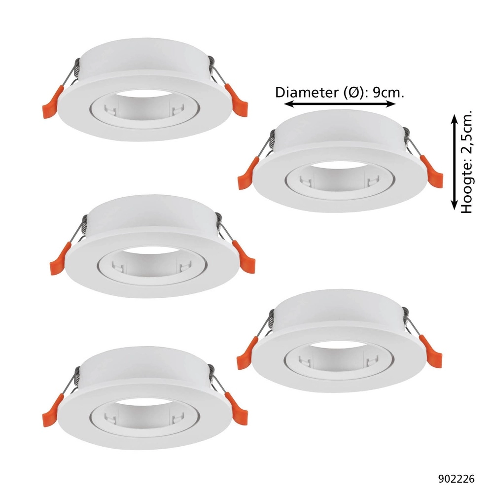 Set van 5 inbouwspots Barranco wit Ø 9cm Eglo 9008606359127