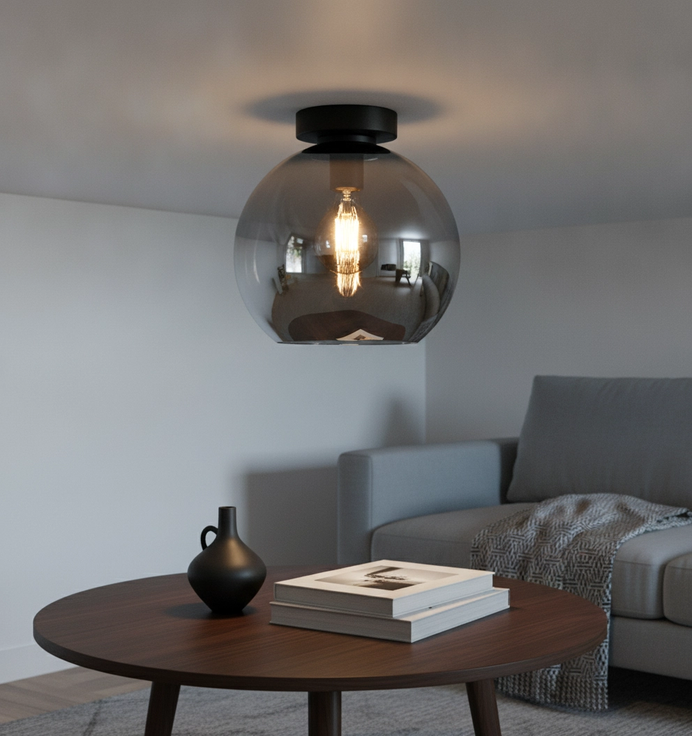 Plafondlamp Marino titan glas Ø 25cm