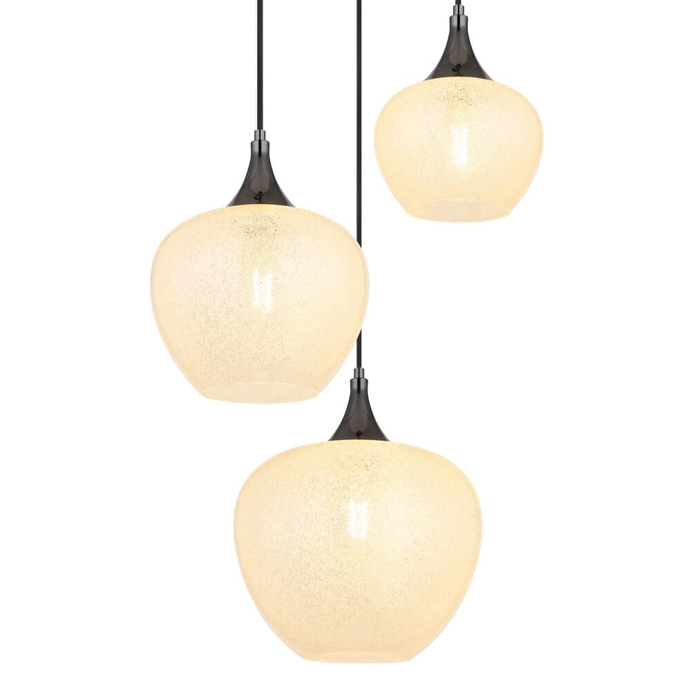 Antraciet hanglamp Maxy met wit glas 3-lichts Ø 49cm Globo 9007371453177