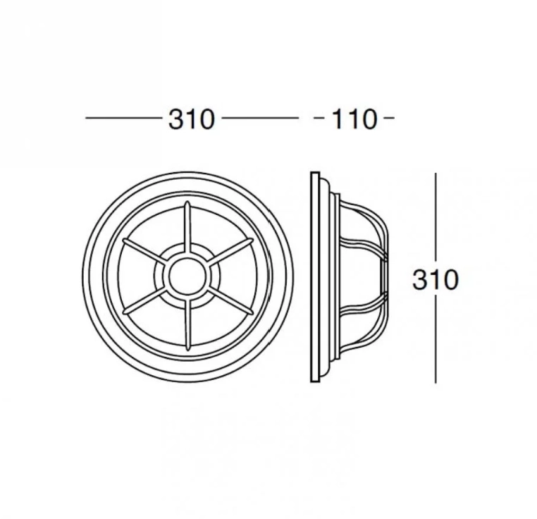 Vlakke buitenlamp Geneve 30cm - zwart KS Verlichting 8714732512442