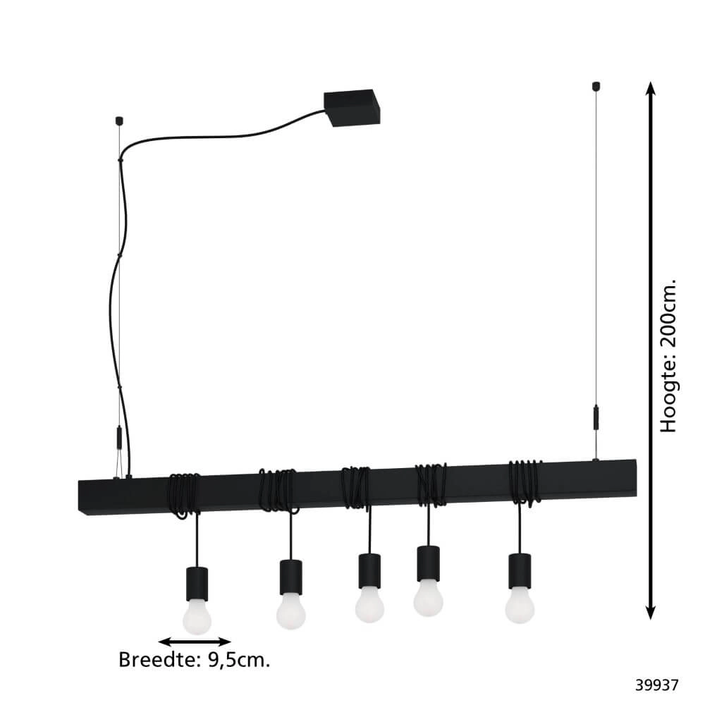 Zwarte hanglamp Townshend-B 5-lichts Stars of Light 9002759399375