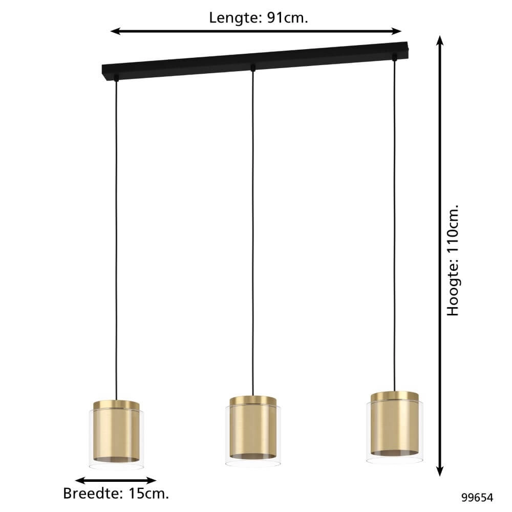 Eettafellamp Lagunitas goud met glas Eglo 9002759996543