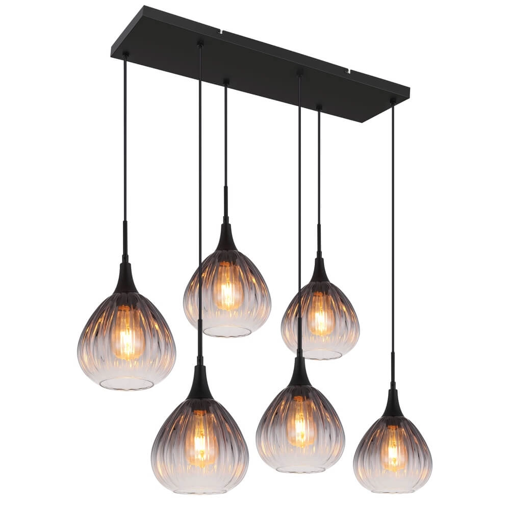 Zwarte hanglamp Olsen 6-lichts