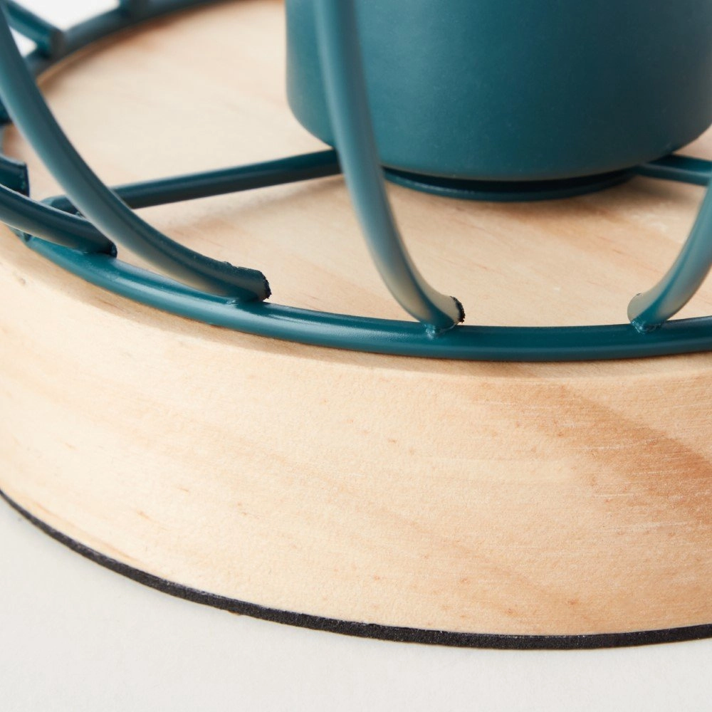 Draad tafellampje Sorana turquoise met hout Brilliant 4004353378676