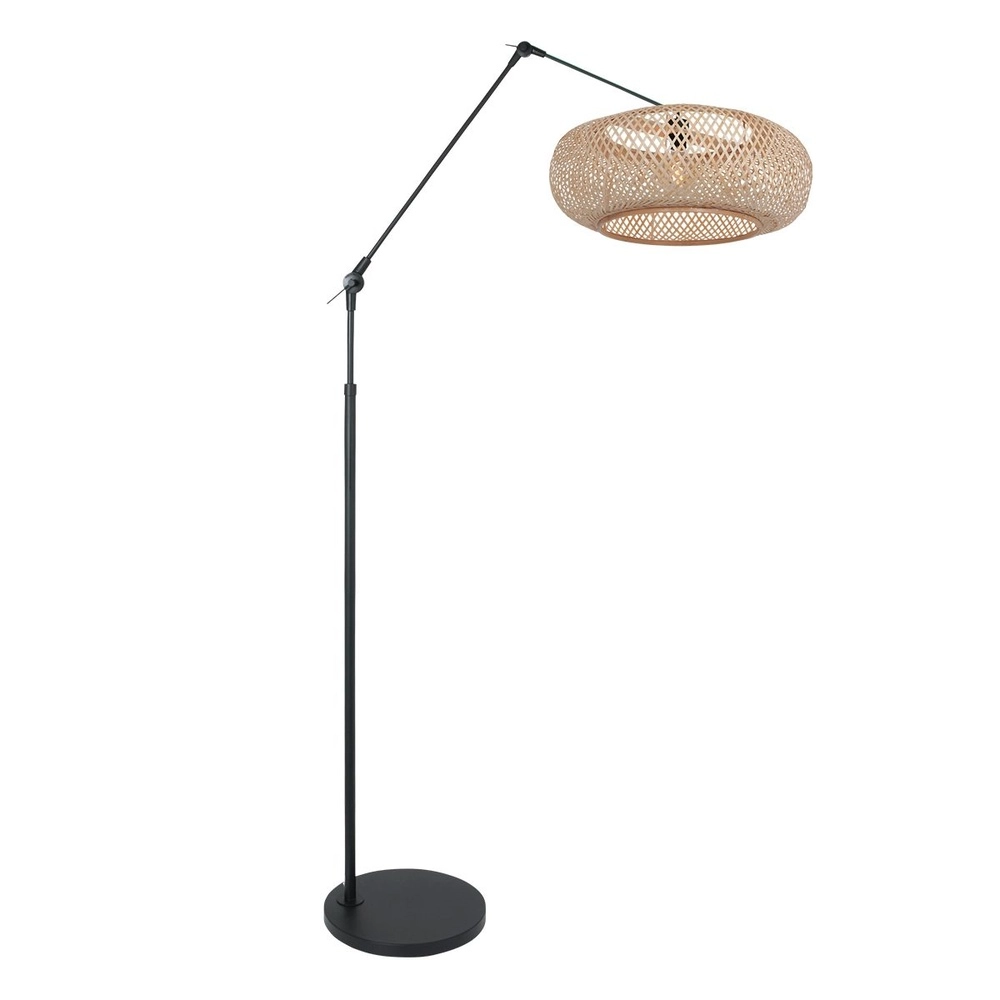 Vloerlamp Prestige Chic zwart met rotan kap Vloerlamp Prestige Chic zwart met rotan kap