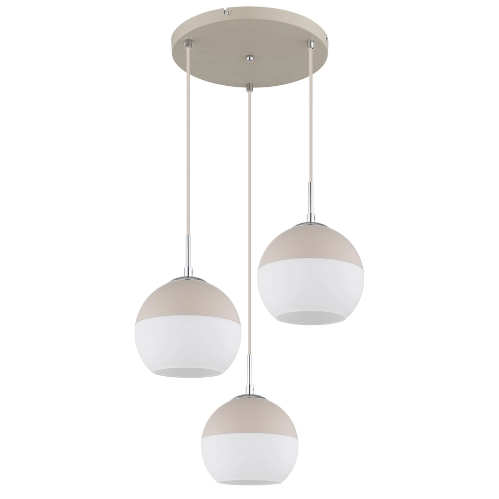 3-lichts hanglamp Ragusa rond zand bruin Globo 9007371575787