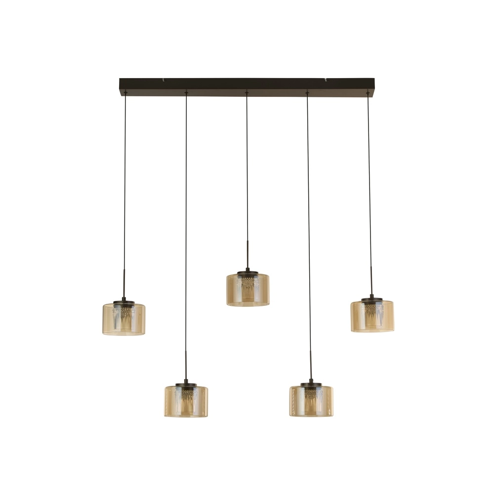 Design hanglamp Tumblers 5-lichts recht brons Searchlight 5,05342E+12