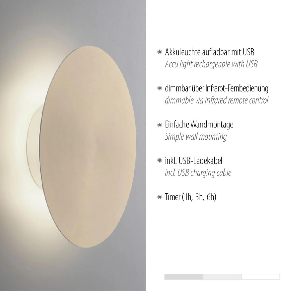 Design wandlamp Akku Puntua Ø 25cm messing Paul Neuhaus 4012248372524