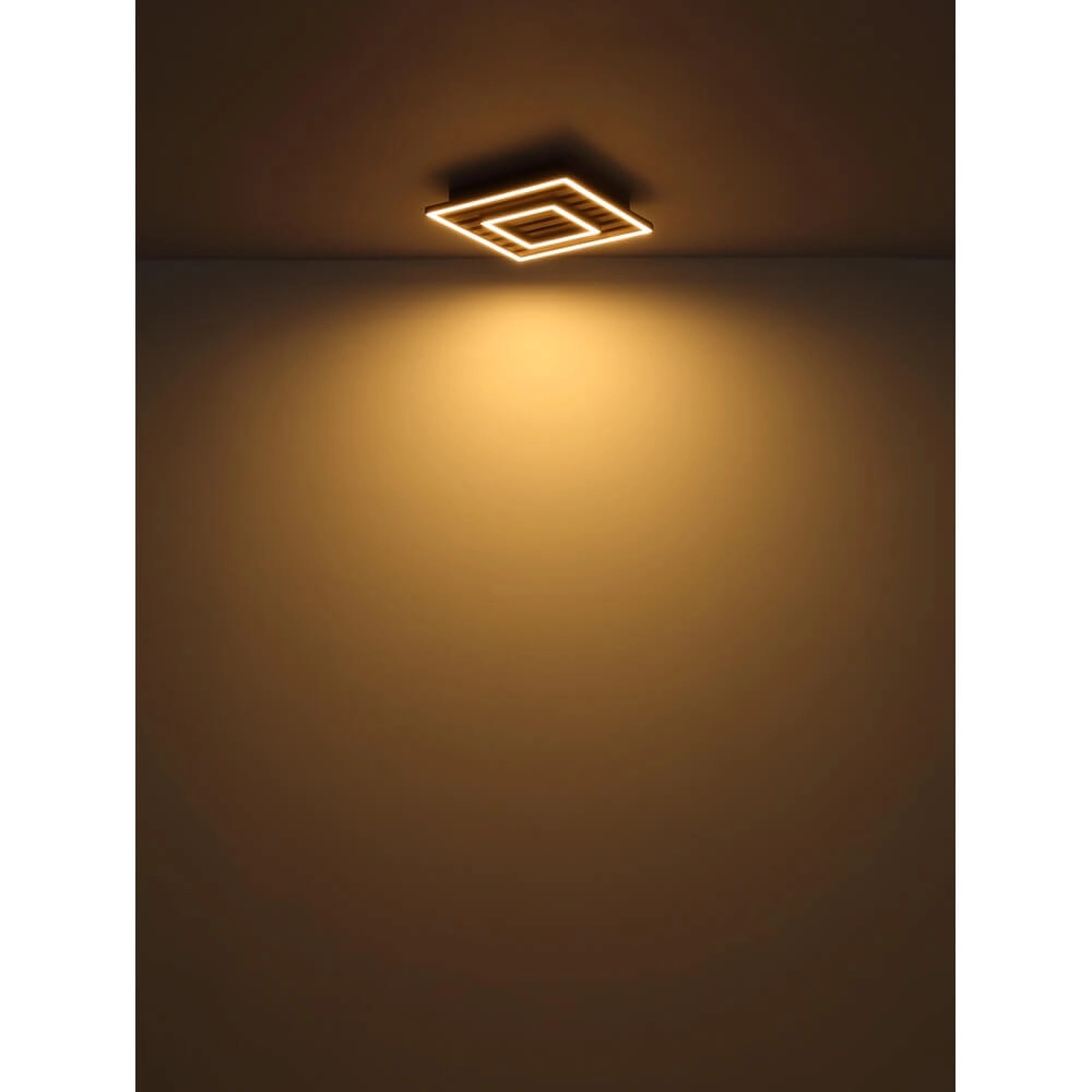 Plafondlamp Woody zwart met hout rechthoek Globo 9007371513574