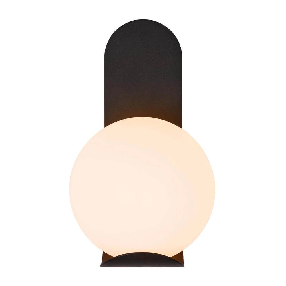 Design buitenlamp Dalius zwart met witte bol Nordlux 5704924017667