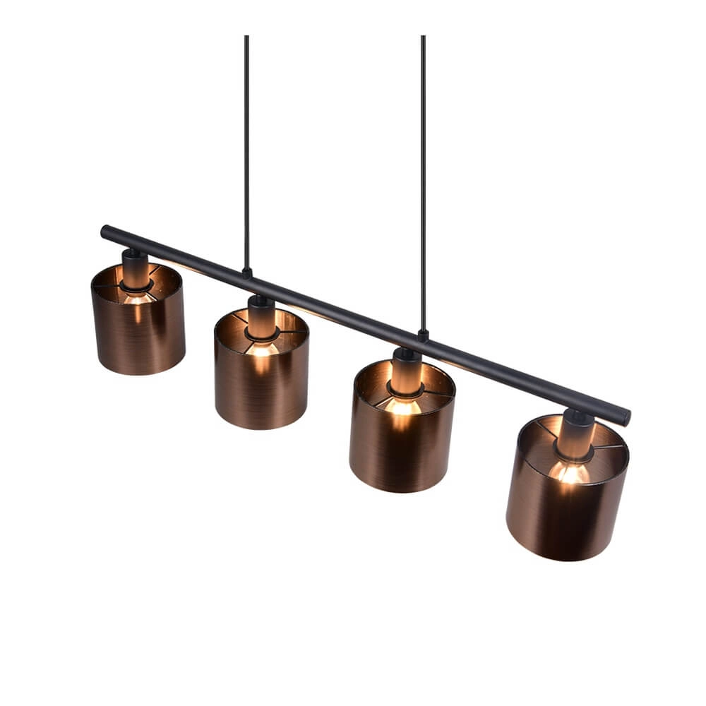 4-lichts hanglamp Jason zwart met koper brons Trio 4017807641172