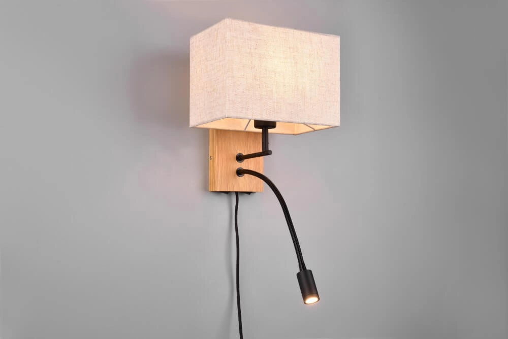 Landelijke wandlamp Nilam rechthoekige kap Trio 4017807567977