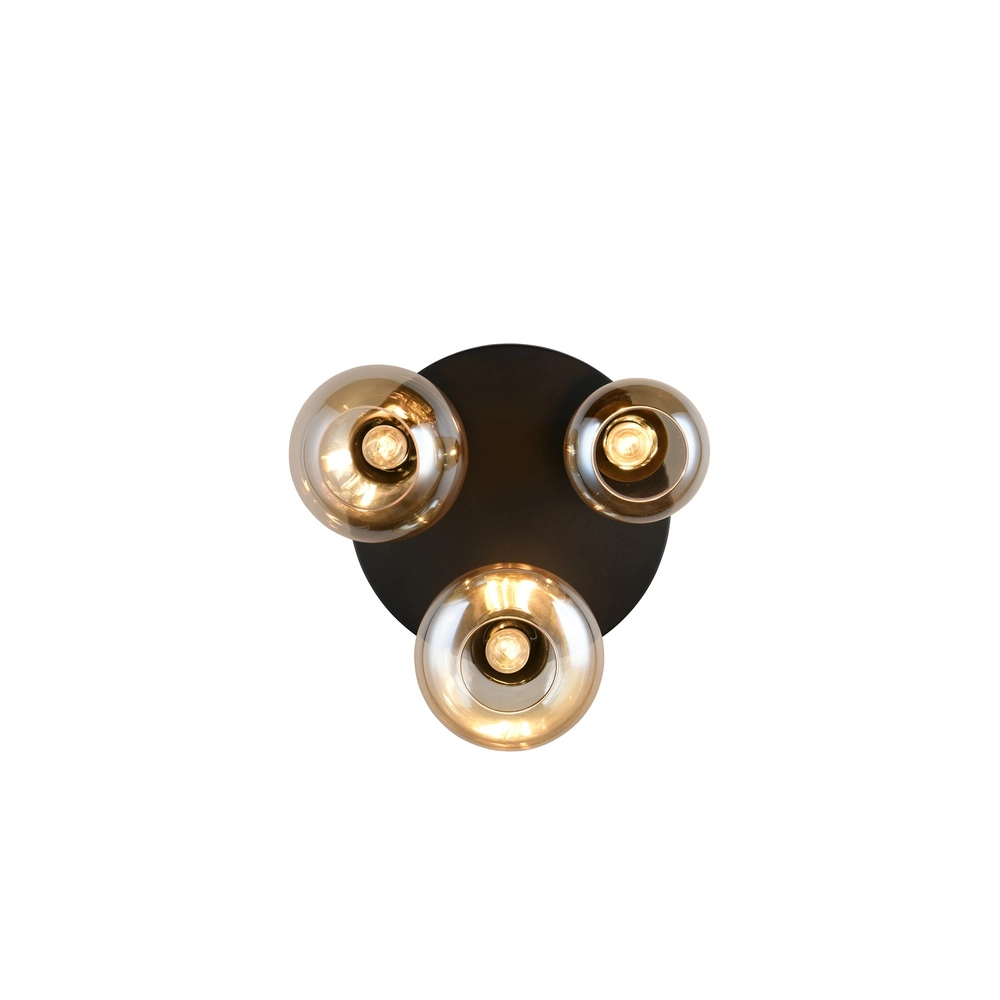 3-lichts plafondlamp Lumina zwart met amber glas Trio 4017807663150