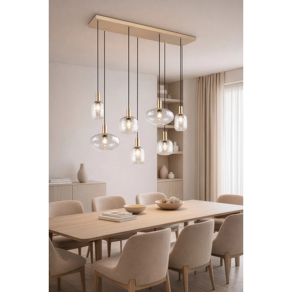 6-lichts hanglamp Emelie goud met smoke glas Trio 4017807702576