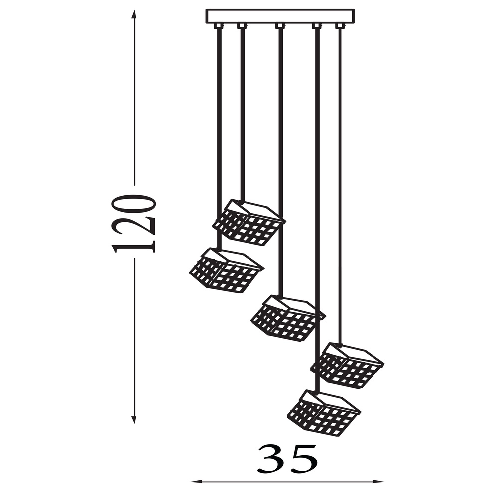 Design hanglamp Cuboid 5-lichts goud Searchlight 5053423302164