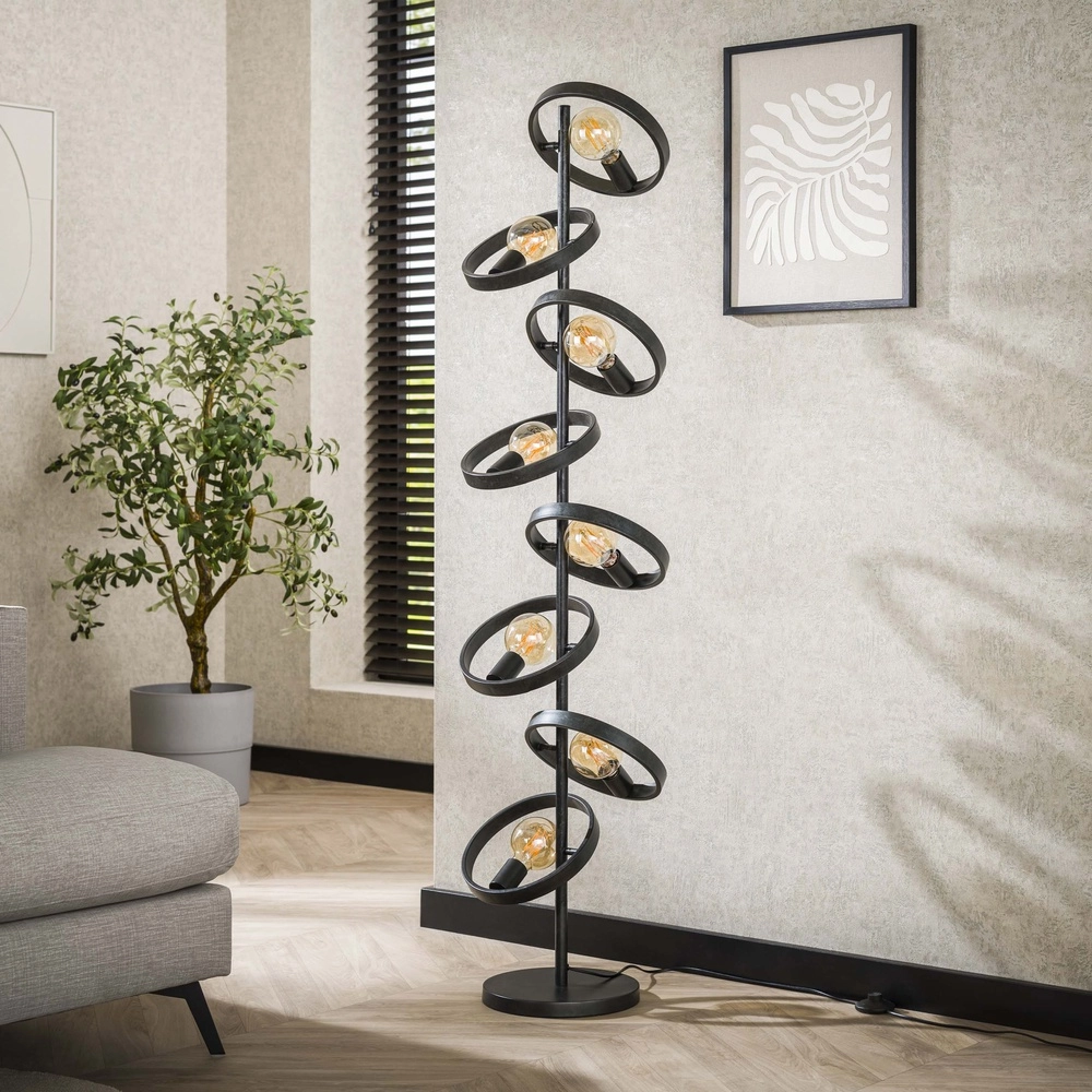 Ringen vloerlamp Hover 160cm - 8x E27 - charcoal Lyora 8716803513327