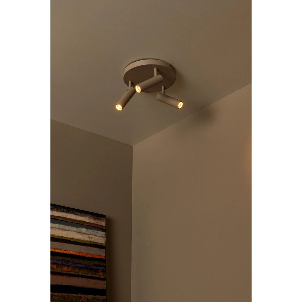 Strakke plafondlamp Grado 3-lichts zand bruin Lucide 5411212221742