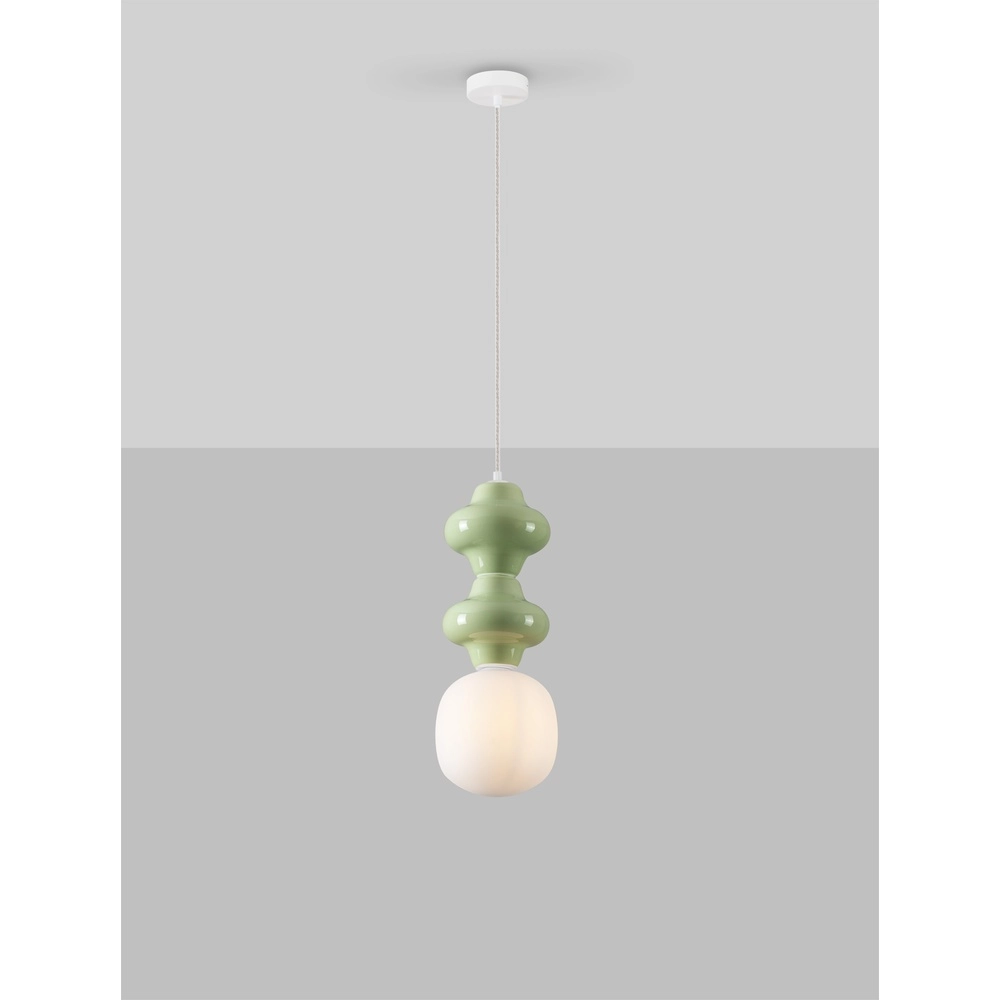 Hanglamp Clio M lichtgroen keramiek met wit glas Lyora 5212017461278
