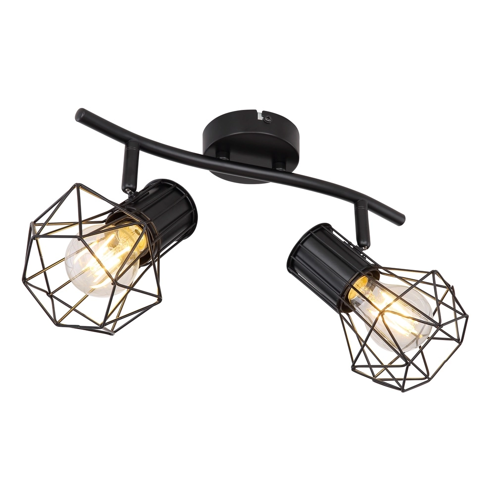 Plafondlamp Priska 2-lichts zwart