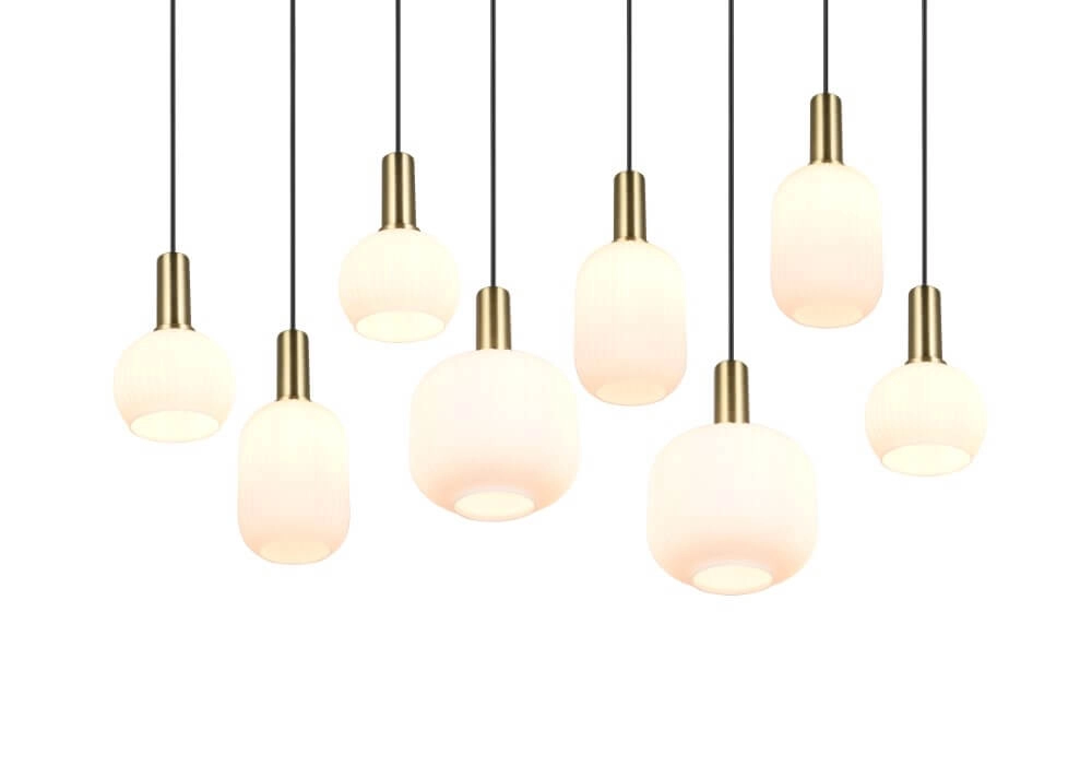 Eetkamer hanglamp Diva 8-lichts - wit glas Trio 4017807614527