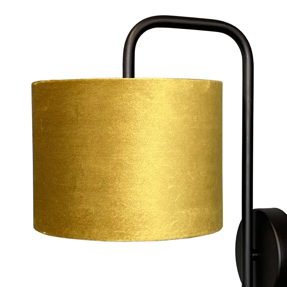 Zwarte wandlamp Venus met goudkleurige lampenkap Masterlight 8718121251189